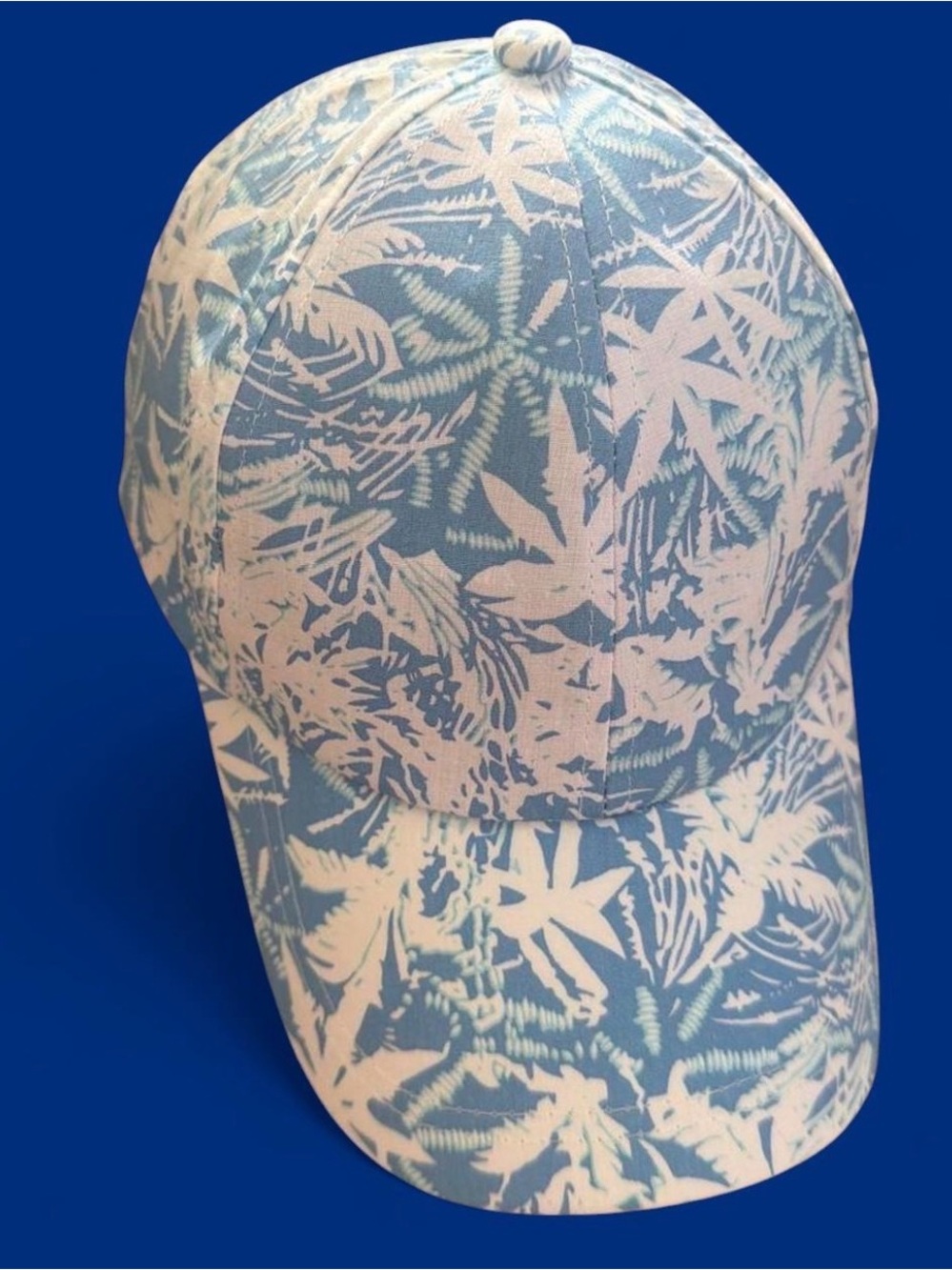 Botanical Light Blue & White Tropical Palm Tree Baseball Hat cap